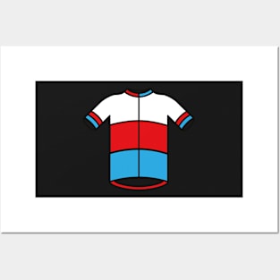 Blue & Red Cycling Jersey Pattern Posters and Art
